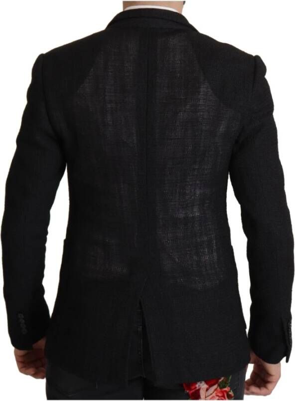 Dolce & Gabbana Black Single Breasted Coat Men Blazerjas Zwart Heren