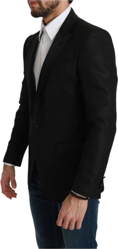 Dolce & Gabbana Zwarte Slim Fit Jas Martini Blazer Zwart Heren