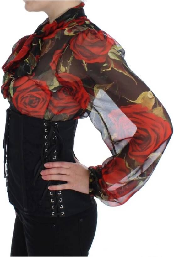 Dolce & Gabbana Black Stretch Corset Waist Strap Belt Zwart Dames