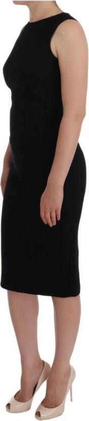 Dolce & Gabbana Black Stretch Crystal Sheath Gown Dress Zwart Dames