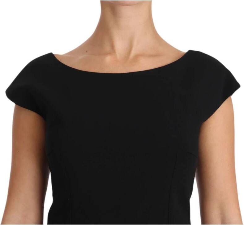 Dolce & Gabbana Black Stretch Fit Flare Gown Maxi Zwart Dames