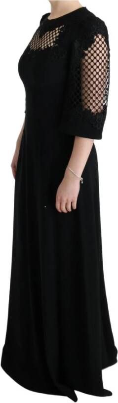 Dolce & Gabbana Black Stretch Shift Long Maxi Dress Zwart Dames