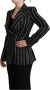 Dolce & Gabbana Black White Stripes Wool Long Sleeves Jacket Zwart Dames - Thumbnail 2