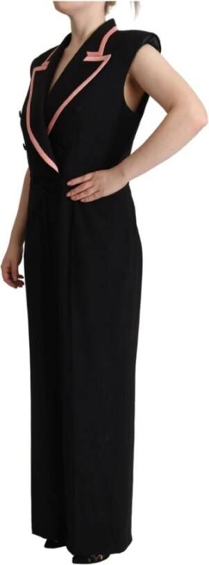 Dolce & Gabbana Black Wool Blend Sleeveless Jumpsuit Dress Zwart Dames