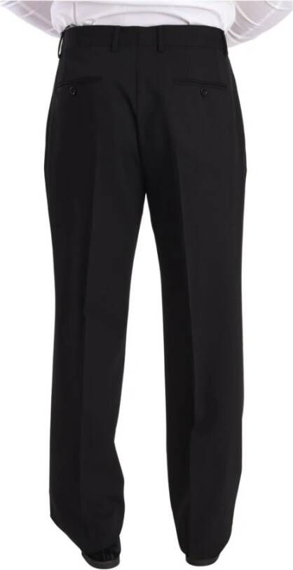 Dolce & Gabbana Black Wool Formal Tuxedo Trouser Dress Pants Zwart Heren