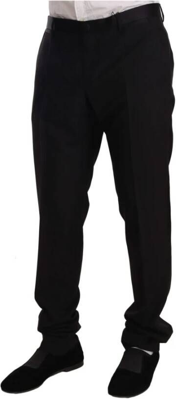 Dolce & Gabbana Black Wool Formal Tuxedo Trouser Pants Zwart Heren