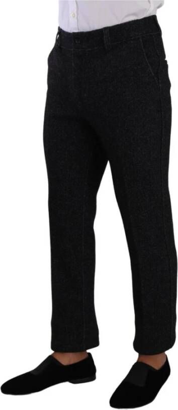 Dolce & Gabbana Black Wool Men Formal Trouser Dress Pants Zwart Heren