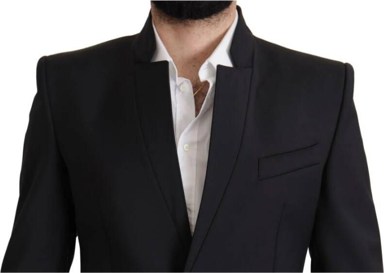 Dolce & Gabbana Black Wool Single Breasted Coat Men Blazerjas Zwart Heren