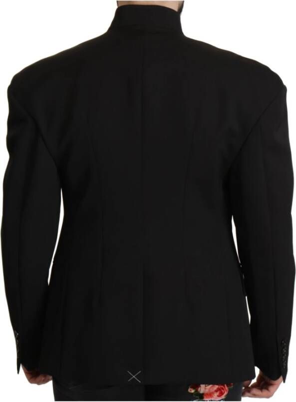 Dolce & Gabbana Black Wool Single Breasted Jacket Blazerjas Zwart Heren