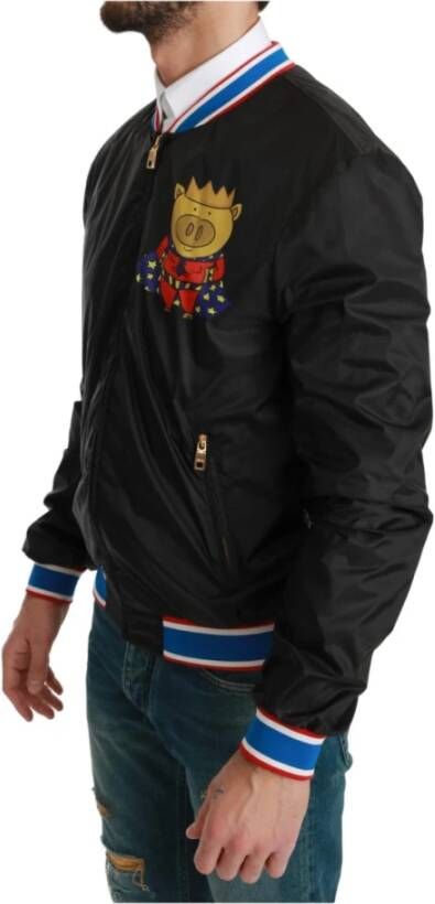 Dolce & Gabbana Black Year OF THE PIG Bomber Jacket Zwart Heren