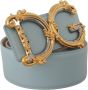 Dolce & Gabbana Blauw Leren Breed Taille DG Logo Barok Gouden Gesp Riem Blauw Dames - Thumbnail 2