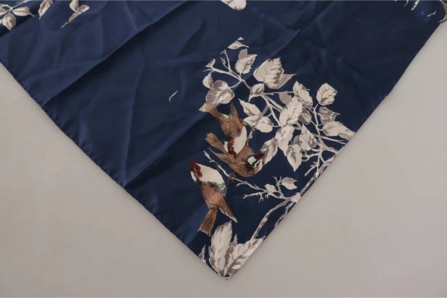 Dolce & Gabbana Blauwe bloemen zijden vierkante zakdoek sjaal Blauw Dames