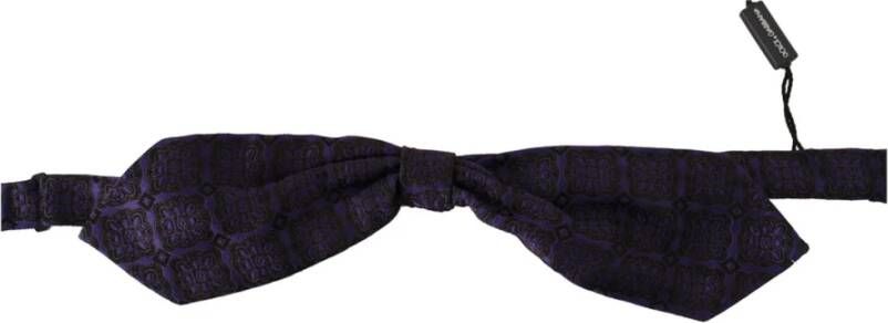 Dolce & Gabbana Blauwe Geometrische Patroon Zijden Strik Blauw Heren