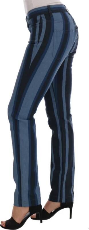 Dolce & Gabbana Blauwe Gestreepte Katoenen Jeans Slim Fit Blauw Dames