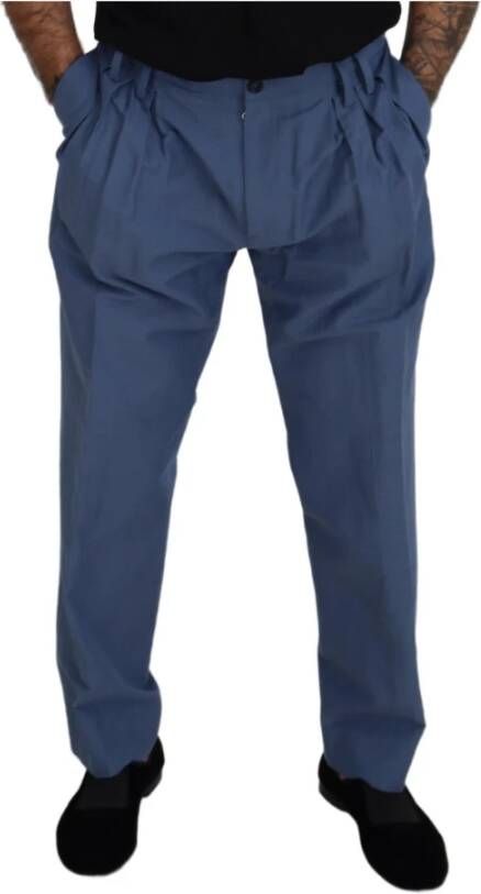 Dolce & Gabbana Blauwe Linnen Chino Heren Formele Broek Blue Heren
