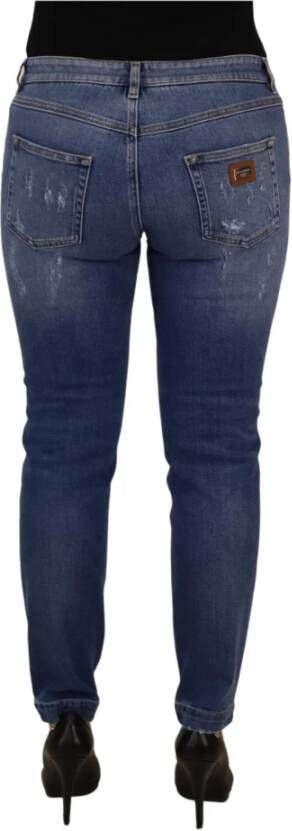 Dolce & Gabbana Blauwe Skinny Lage Taille Denim Jeans Blue Dames