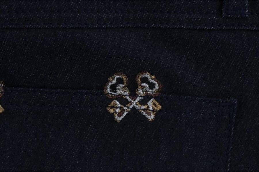 Dolce & Gabbana Blauwe Sleutel Geborduurde Slim Fit Kate Jeans Blue Dames