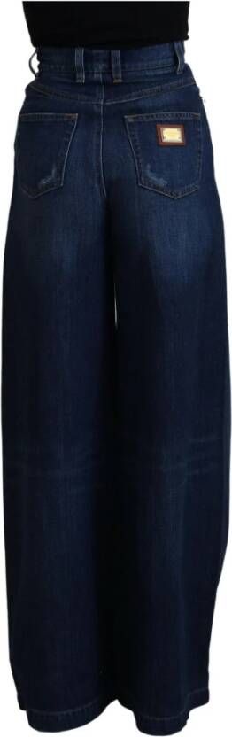 Dolce & Gabbana Blauwe Versierde Rechte Denim Jeans Blue Dames