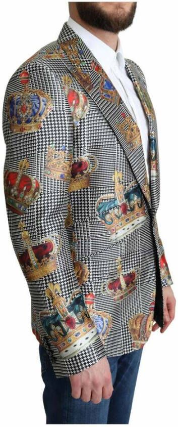 Dolce & Gabbana Blazer Jacket Sicilia Crown Print Silk Grijs Heren