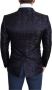 Dolce & Gabbana Blauwe Bloemen Jacquard Zijden Martini Blazer Blue Heren - Thumbnail 2