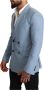 Dolce & Gabbana Blauwe Cashmere Zijden Slim Fit Blazer Jas Blue Heren - Thumbnail 2