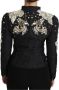 Dolce & Gabbana Zwarte Kristal Bloemen Jacquard Jas Multicolor Dames - Thumbnail 2