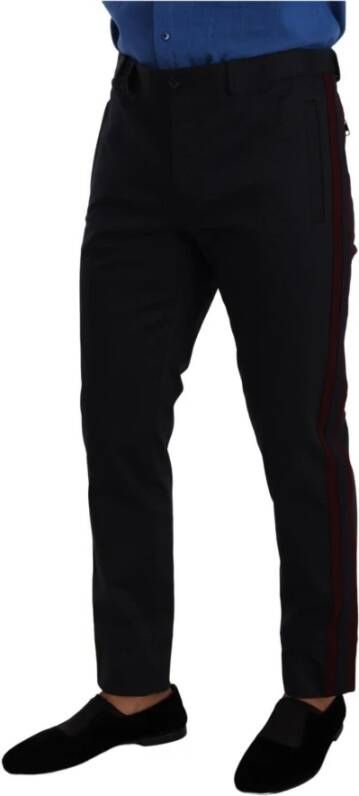 Dolce & Gabbana Blue Bordeaux Cotton Skinny Chino Pants Blauw Heren