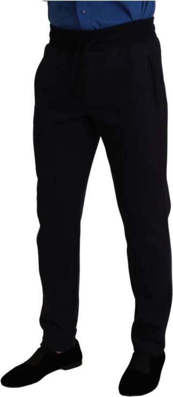 Dolce & Gabbana Blue Cotton Stretch Jogging Trouser Pants Blauw Heren