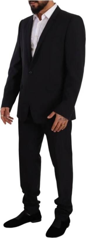 Dolce & Gabbana Blue Gold Wool Single Breasted 2 Piece Suit Blauw Heren