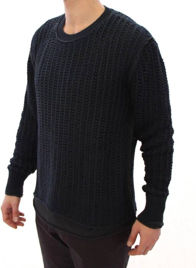 Dolce & Gabbana Blue Runway Netz Pullover Netted Sweater Blauw Heren
