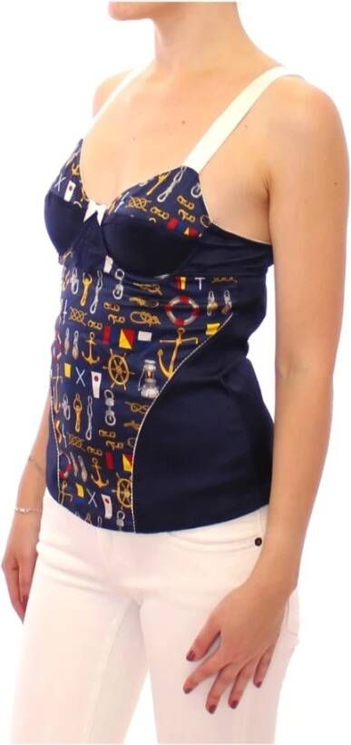 Dolce & Gabbana Blue Sailor Motive Tank Top Blauw Dames