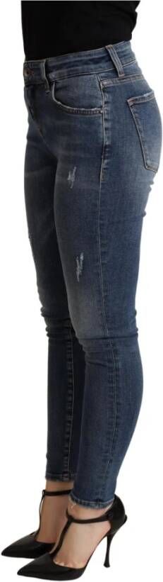 Dolce & Gabbana Blue Skinny Denim Cotton Stretch Trouser Jeans Blauw Dames