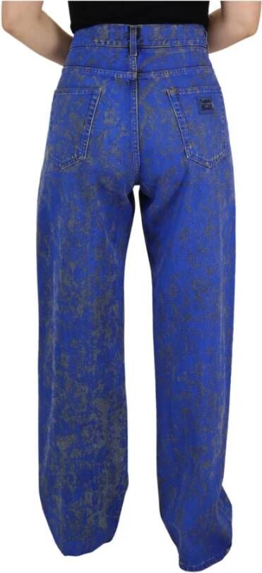 Dolce & Gabbana Blue Tie Dye High Waist Cotton Denim Jeans Blauw Dames