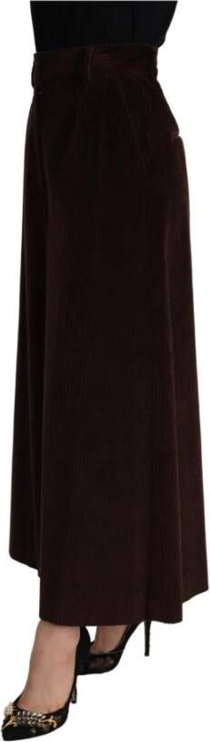 Dolce & Gabbana Bordeaux Corduroy Cotton Trouser Wide Leg Pants Rood Dames