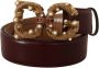 Dolce & Gabbana Bordeaux Leather Brass Logo Buckle Baroque Amore Belt Rood Unisex - Thumbnail 2