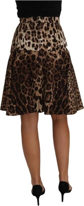 Dolce & Gabbana Brown A-Line Leopard Print Skirt Bruin Dames