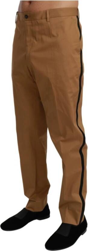 Dolce & Gabbana Brown Chinos Trousers Cotton Stretch Pants Bruin Heren