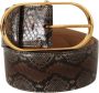 Dolce & Gabbana Brown Exotic Leather Gold Oval Buckle Belt Bruin Unisex - Thumbnail 2