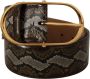 Dolce & Gabbana Brown Python Leather Gold Oval Buckle Belt Bruin Unisex - Thumbnail 2