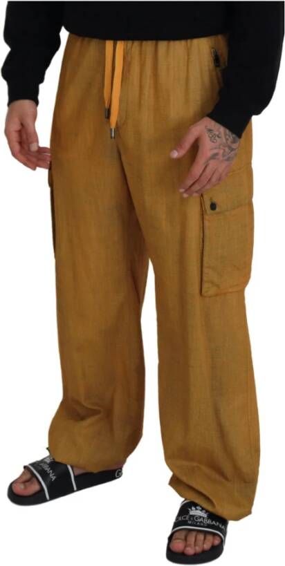 Dolce & Gabbana Bruine Linnen Cargo Broek Brown Heren