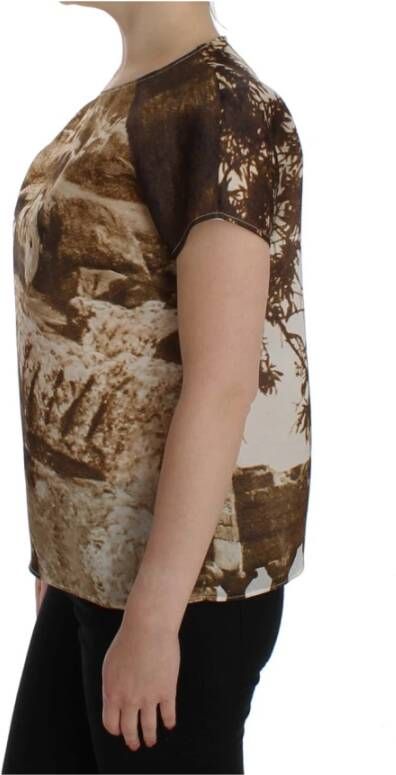 Dolce & Gabbana Bruine Taormina Zijden Blouse Bruin Dames