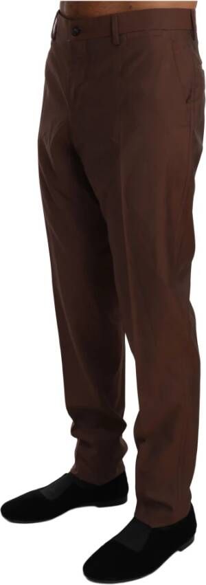 Dolce & Gabbana Bruine Wol Zijden Formele Broek Bruin Heren