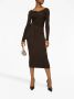 Dolce & Gabbana Bruine Wraparound Jurk met Boothals Bruin Dames - Thumbnail 2