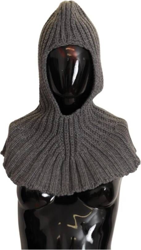 Dolce & Gabbana Cashmere Hood Sjaal Logo Details Grijs Dames