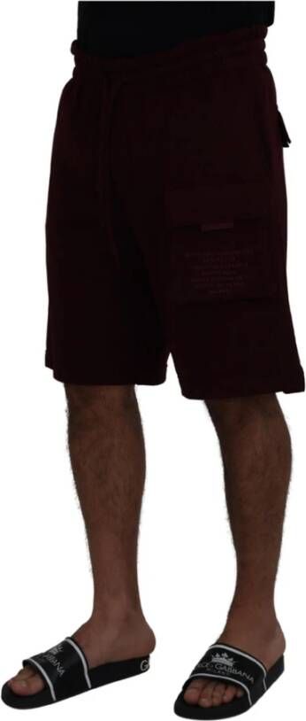 Dolce & Gabbana Prachtige Logo Shorts Maroon Made in Italy Bruin Heren