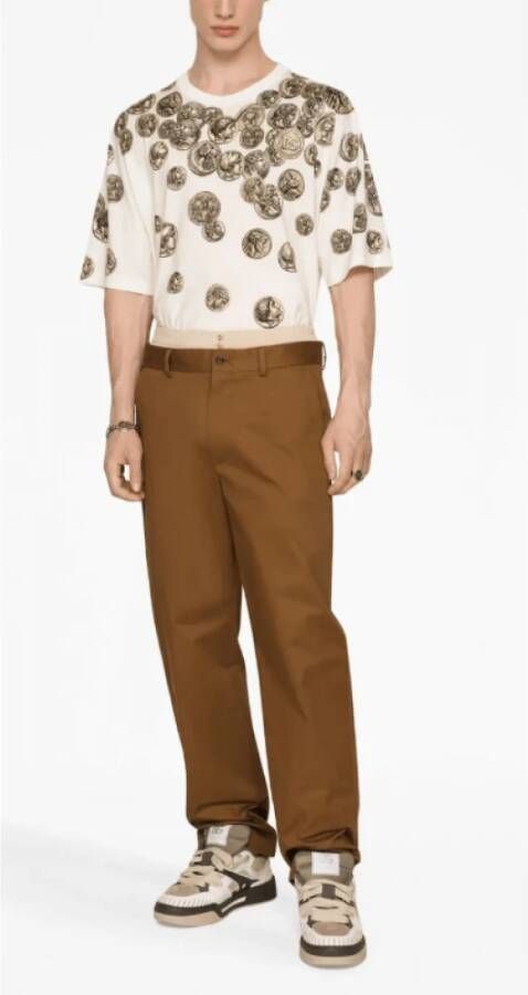 Dolce & Gabbana Cognacbruine rechte stretchbroek Brown Heren