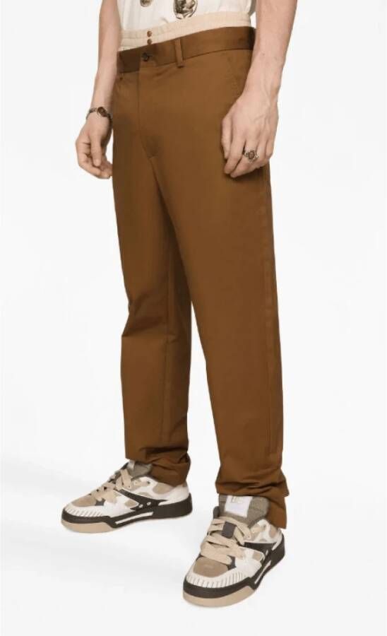 Dolce & Gabbana Cognacbruine rechte stretchbroek Brown Heren