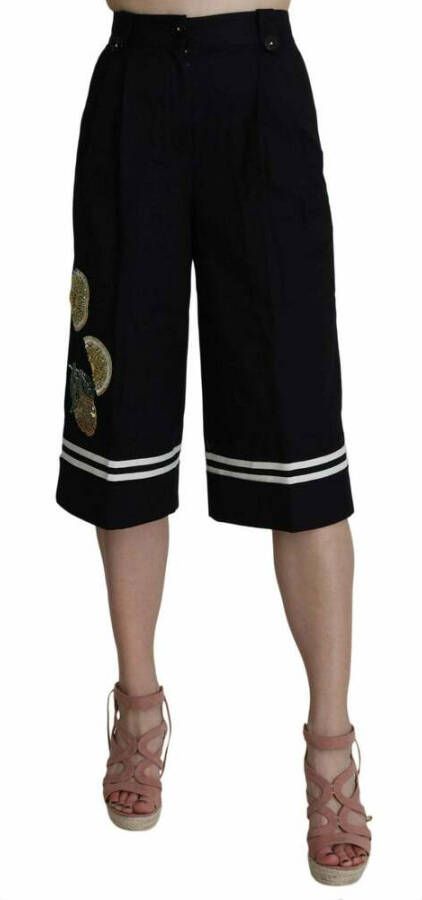 Dolce & Gabbana Katoen bijgesneden verfraaide broek Zwart Dames