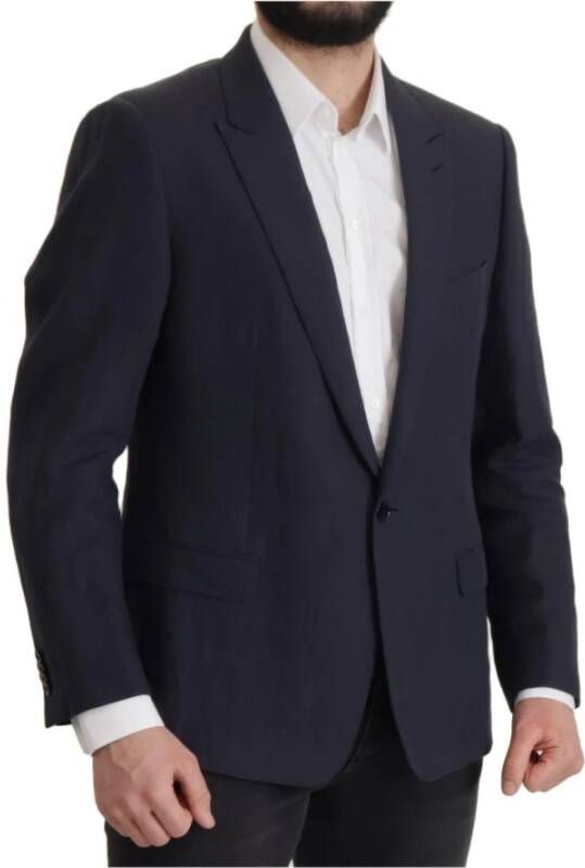 Dolce & Gabbana Dark Blue Alta Sartoria Jacket Coat Blazerjas Blauw Heren