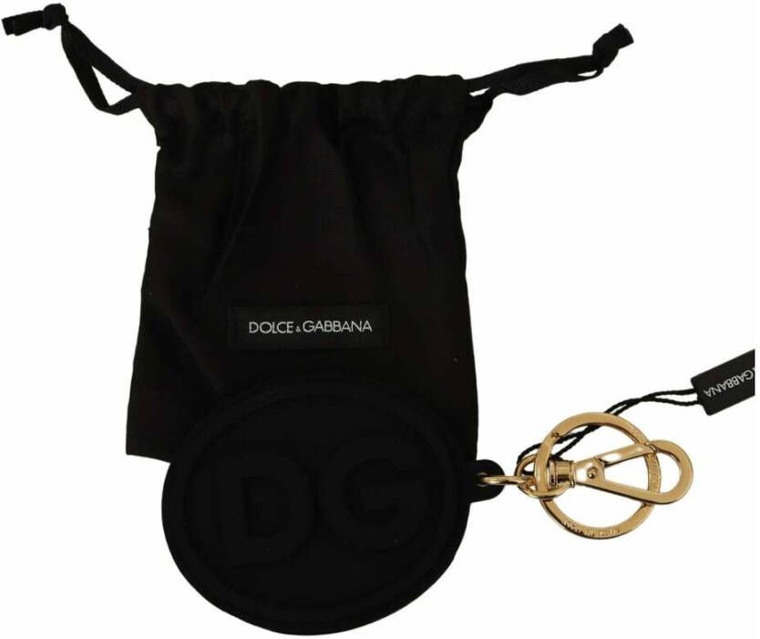 Dolce & Gabbana Dolce; Gabbana zwart rubber dg logo goud messing metalen sleutelhanger Zwart Unisex